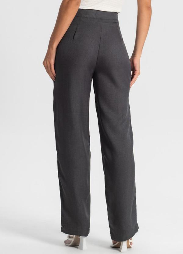 Rovitex - Calça Feminina Reta Alfaiataria Cinza 3