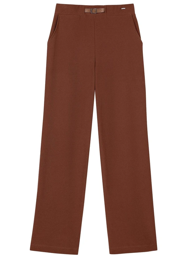 Marialícia - Calça Feminina Reta com Fivela Marrom 4