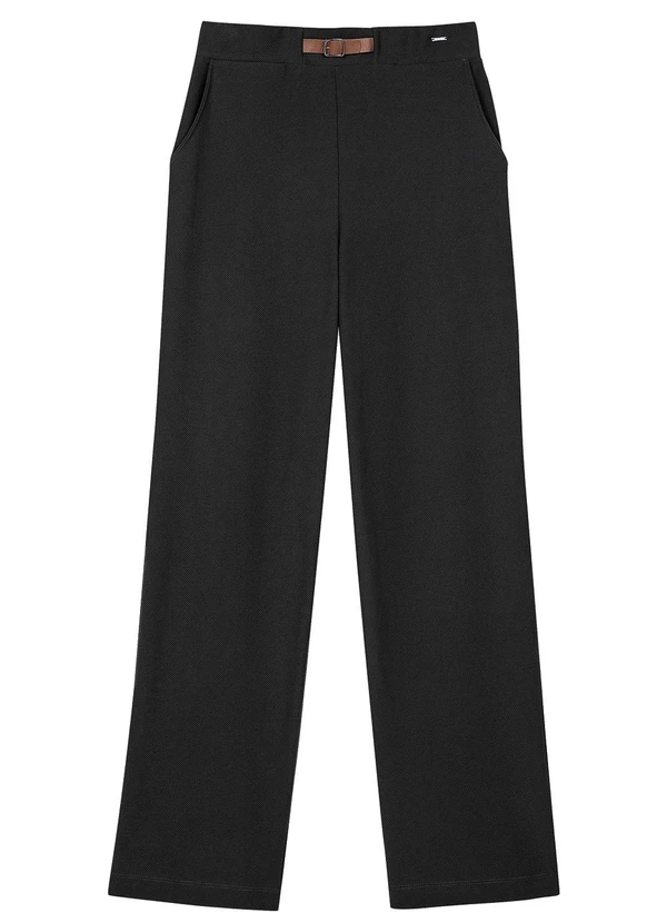 Marialícia - Calça Feminina Reta com Fivela Preto 1