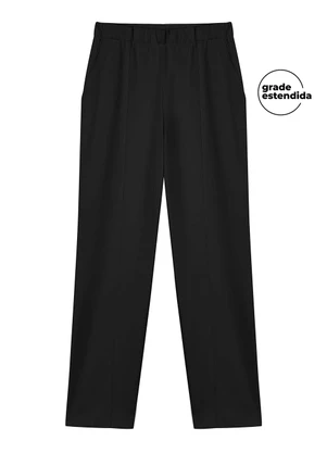 Marialícia - Calça Feminina Reta com Recortes Preto - MARIALÍCIA