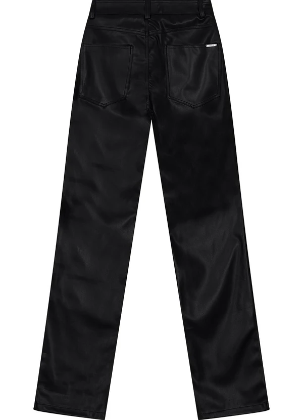 Enfim - Calça Feminina Reta em Corino Preto 3