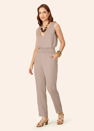 Endless - Calça Feminina Reta em Viscose Bege - ENDLESS