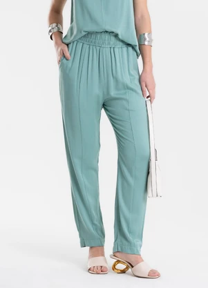 Endless - Calça Feminina Reta em Viscose Verde - ENDLESS