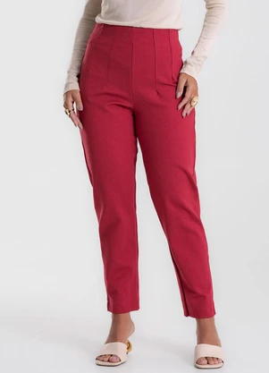 Endless - Calça Feminina Reta Ponto Roma Vermelho - ENDLESS