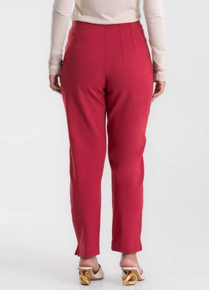 Endless - Calça Feminina Reta Ponto Roma Vermelho - ENDLESS