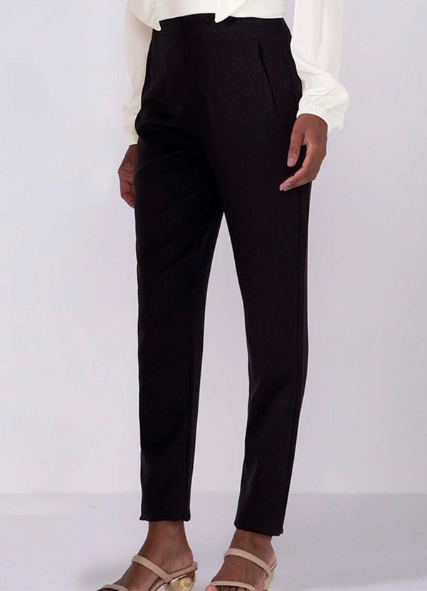 Marialícia - Calça Feminina Tecido Plano Preto