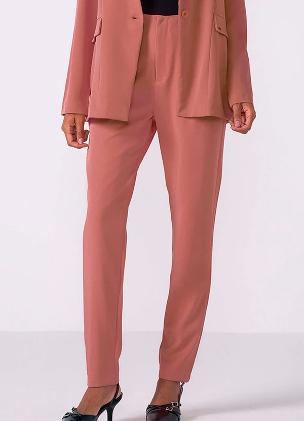 Marialícia - Calça Feminina Tecido Plano Rosa
