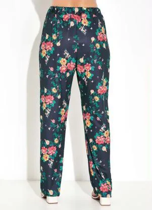 Moda Pop - Calça Floral Preto com Cintura Alta - MODA POP
