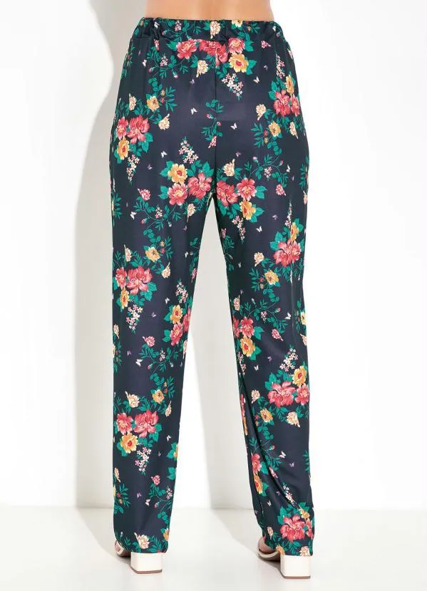 Moda Pop - Calça Floral Preto com Cintura Alta 2