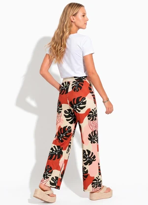 Moda Pop - Calça Folhagem Pantalona Cintura Alta - MODA POP