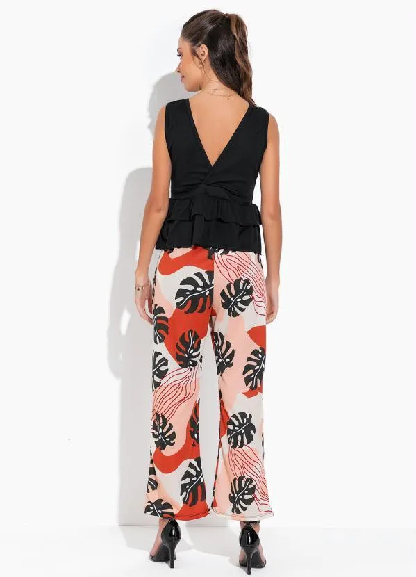 Moda Pop - Calça Folhagem Pantalona Cintura Alta 4