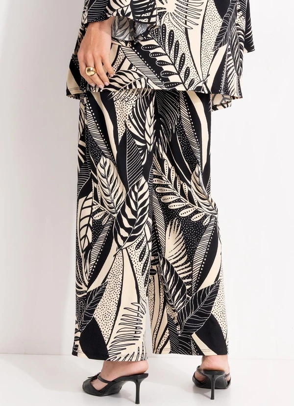 Quintess - Calça Folhagem Preto em Canelado 8