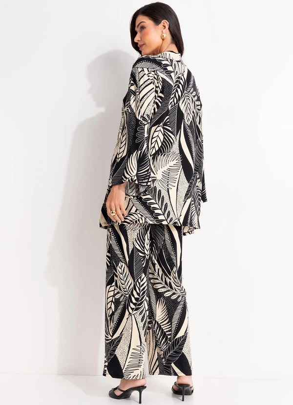 Quintess - Calça Folhagem Preto em Canelado 6