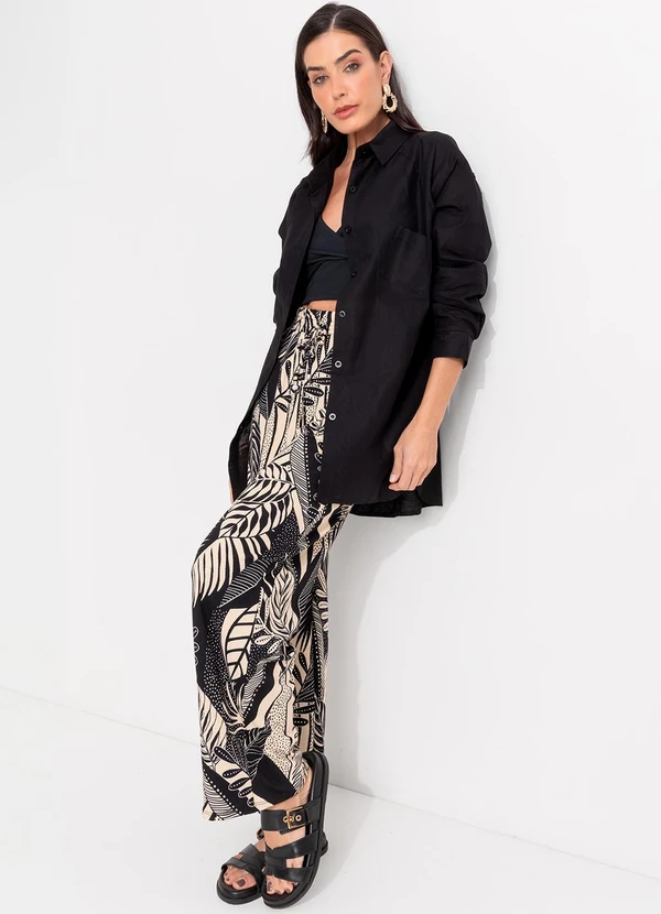 Quintess - Calça Folhagem Preto em Canelado 3