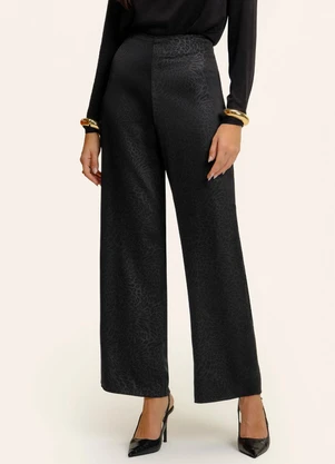 Endless - Calça Jacquard Acetinado Onças Preto - ENDLESS