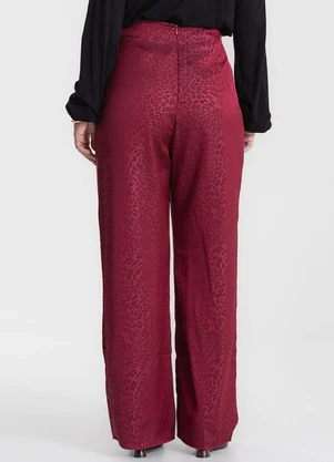 Endless - Calça Jacquard Acetinado Onças Vermelho - ENDLESS