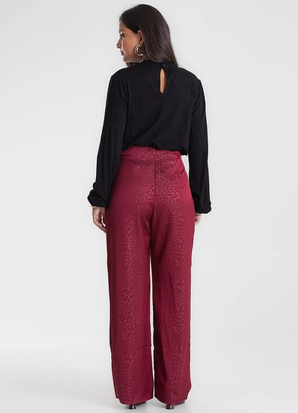 Endless - Calça Jacquard Acetinado Onças Vermelho 4