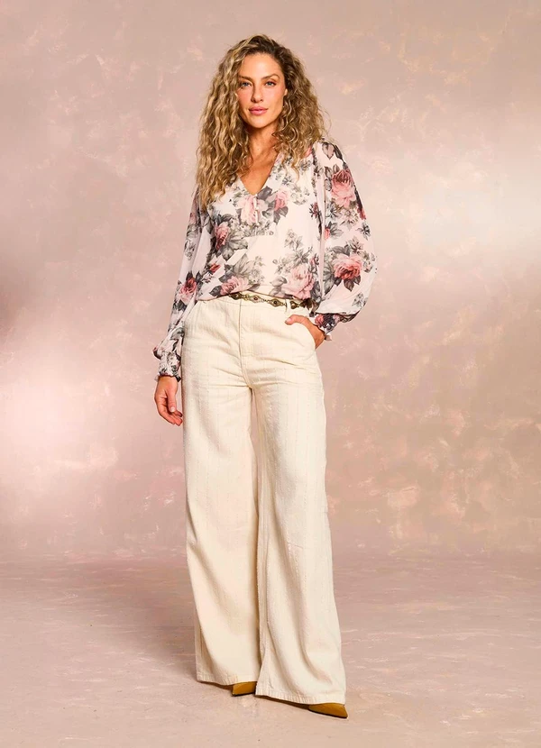 Doce Trama - Calça Jardim Decor em Sarja Branco