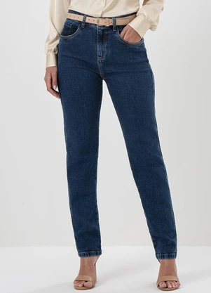 Principessa - Calça Jeans Reta Slim Azul Escuro Safira - PRINCIPESSA