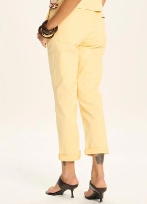 Doce Trama - Calça Jogger com Barra Dobrada Amarelo - DOCE TRAMA