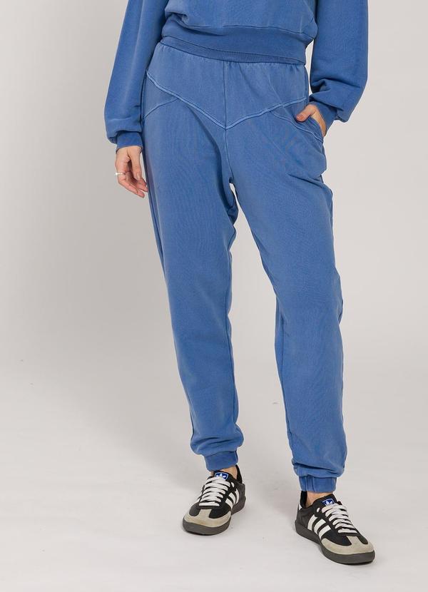 Sofie - Calça Jogger em Moletom Estonado Azul