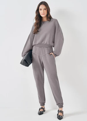 Sofie - Calça Jogger em Moletom Estonado Cinza - SOFIE