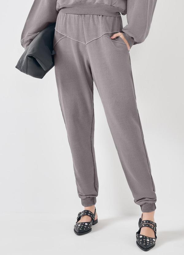 Sofie - Calça Jogger em Moletom Estonado Cinza
