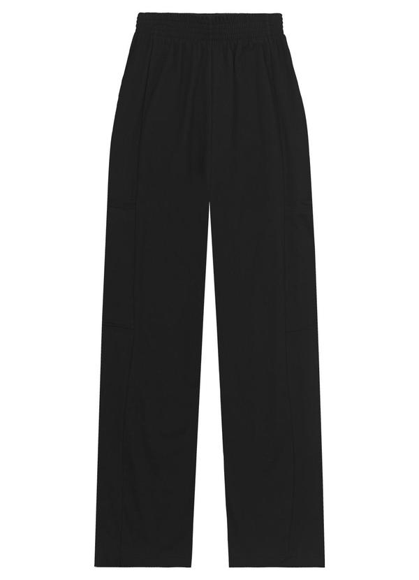 Minty - Calça Juvenil Wide Leg em Moletinho Basico Preto