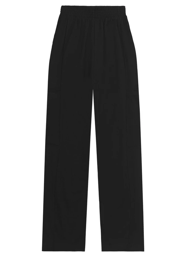 Minty - Calça Juvenil Wide Leg em Moletinho Basico Preto