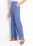 Cal�a Listrado Azul em Poli�ster com Viscose
