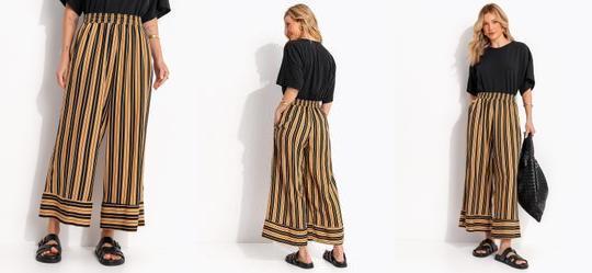 Cal�a Listrado Preto em Viscose