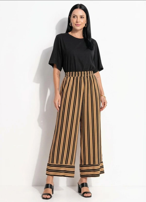 Quintess - Calça Listrado Preto em Viscose 3