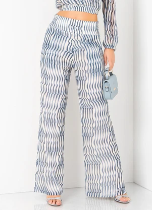 Mob - Calça Malha Tule Estampa Waves Azul - MOB