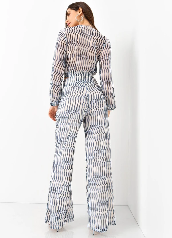 Mob - Calça Malha Tule Estampa Waves Azul 4