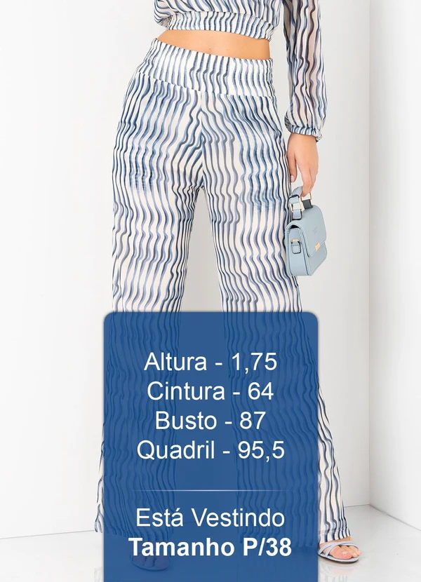 Mob - Calça Malha Tule Estampa Waves Azul 5