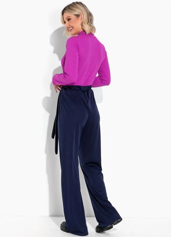 Moda Pop - Calça Marinho com Faixa Fixa para Amarração 4