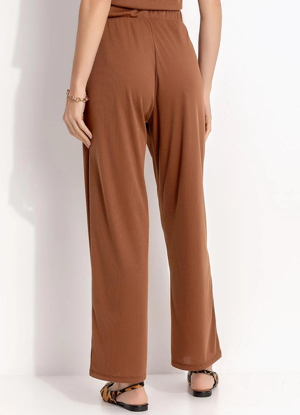 Quintess - Calça Marrom Amendoado em Canelado 2