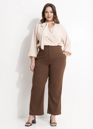 Quintess - Calça Marrom em Linho - QUINTESS