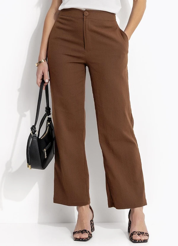 Quintess - Calça Marrom em Linho