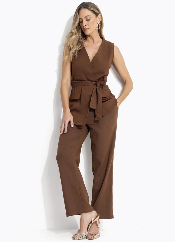 Quintess - Calça Marrom em Linho 10