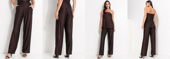 Cala Marrom em Malha Canelada com Lurex