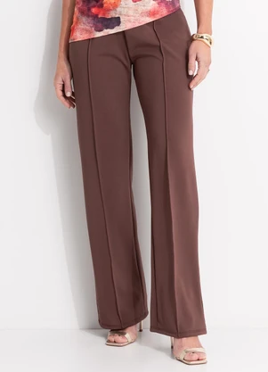 Quintess - Calça Marrom em Malha Ponto Roma Sarjado - QUINTESS