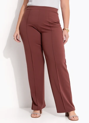 Quintess - Calça Marrom em Malha Ponto Roma Sarjado - QUINTESS