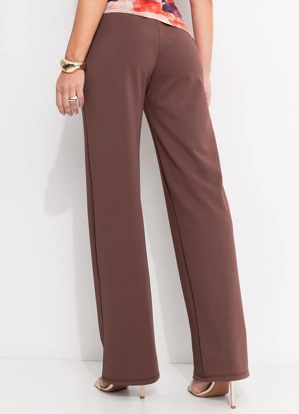 Quintess - Calça Marrom em Malha Ponto Roma Sarjado 2