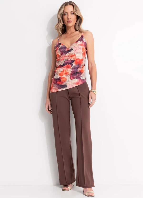 Quintess - Calça Marrom em Malha Ponto Roma Sarjado 3