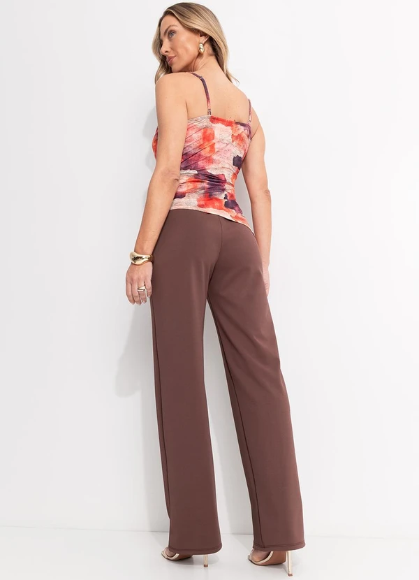 Quintess - Calça Marrom em Malha Ponto Roma Sarjado 5