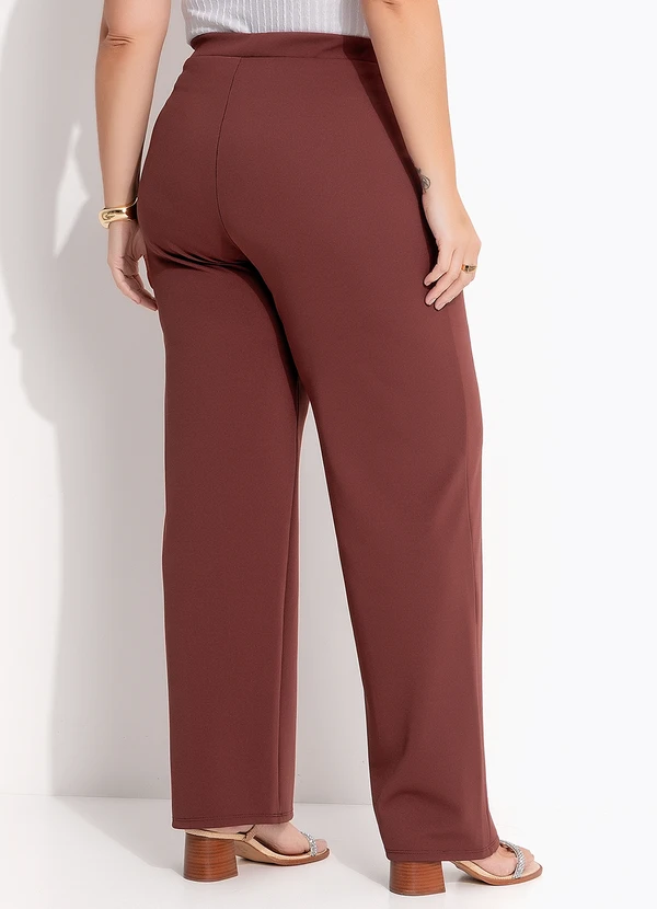 Quintess - Calça Marrom em Malha Ponto Roma Sarjado 9