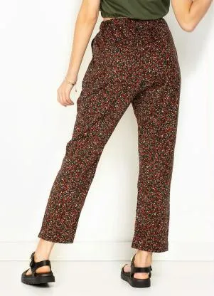 Moda Pop - Calça Mini Floral Reta de Cintura Alta - MODA POP