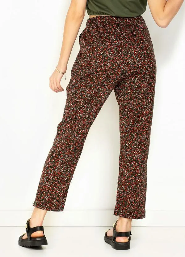 Moda Pop - Calça Mini Floral Reta de Cintura Alta 2