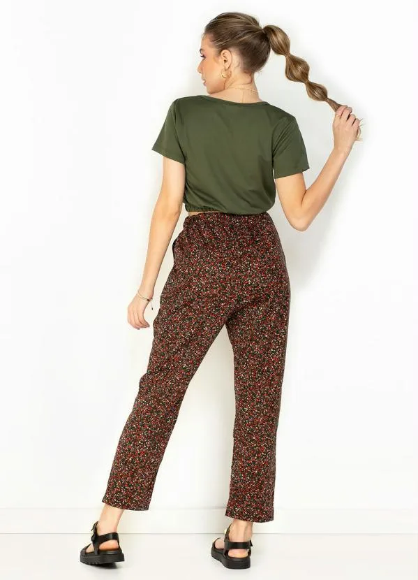 Moda Pop - Calça Mini Floral Reta de Cintura Alta 4